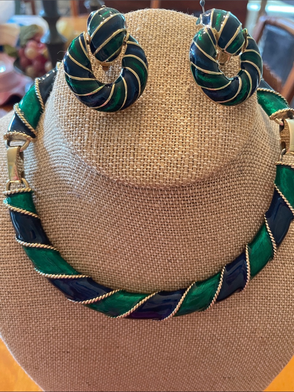 Donald Stannard  navy and Kelly green enamel set.
